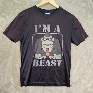 Donkey Kong Men's Size S Brown 2019 Nintendo I'm A Beast Spell Out T-Shirt